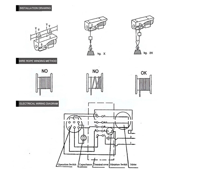 Mini Electric Wire Rope Hoist with Motor 220V