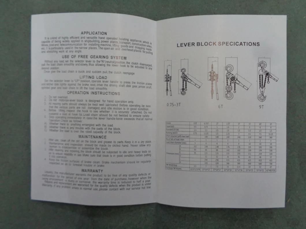 Manual Lever Hoist 3m Lifting Chain Hoist