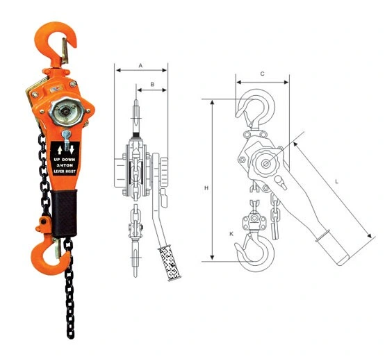 1ton 1.5ton 2ton 3ton Chain Sling Type Hand Operated Ratchet Lever Chain Hoist with Hook