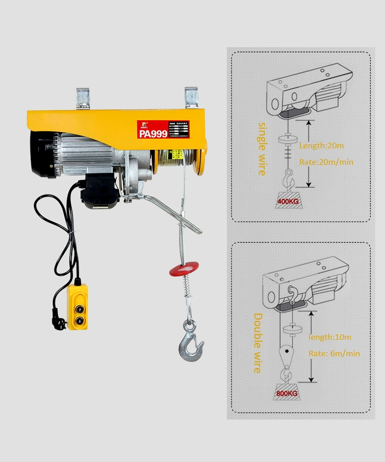 220V Steel Wire Rope Mini Electric Wire Rope Hoist