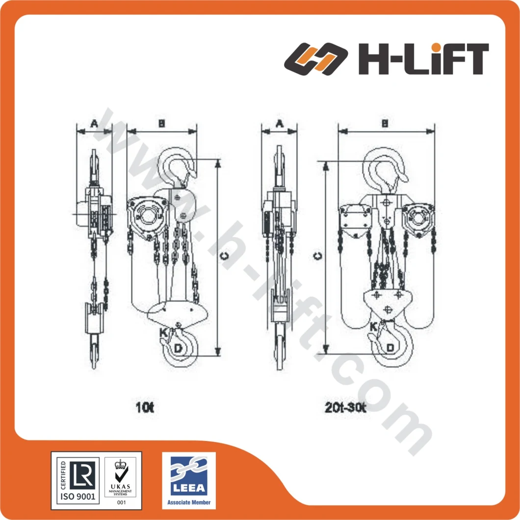0.5t-30t Lifting Manual Chain Hoist/Chain Pulley Block (CH-X)