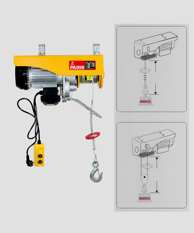 Single Phase Power 800kg Electric Mini Electric Hoist Winch 220V