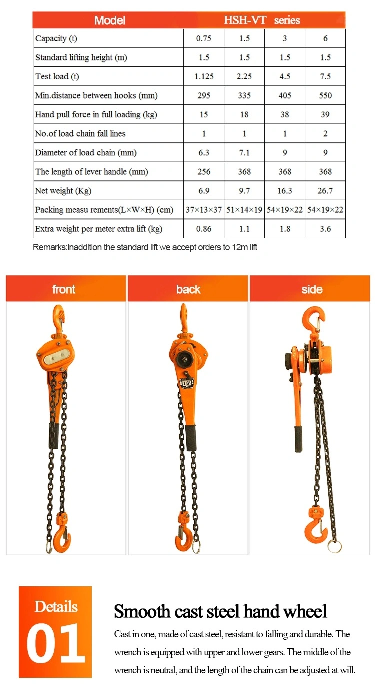 Lever Block Chain Hoist Puller Ratchet Type 3 Ton Tool