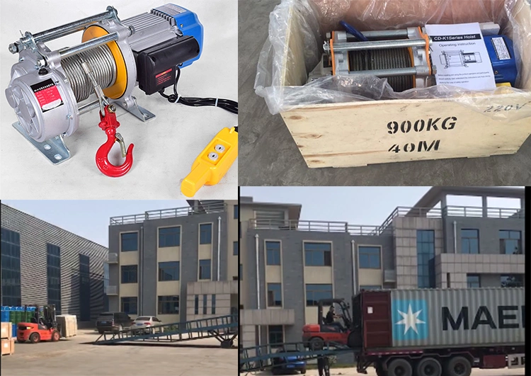 Kcd 220V 380V 1 Ton 1.5 Ton 2 Ton Electric Wire Rope Lifting Hoist Winch