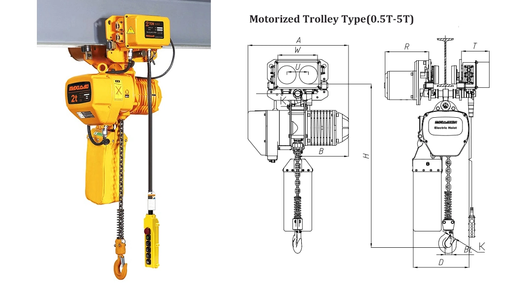 2 Ton Electric Chain Hoist with Monorail Trolley Type (HHBB02-01SM)