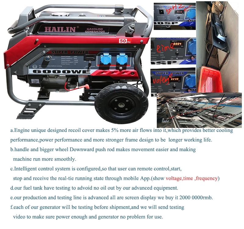 Hailin Light and Portable Noiseless Gasoline Generator Set with Battery