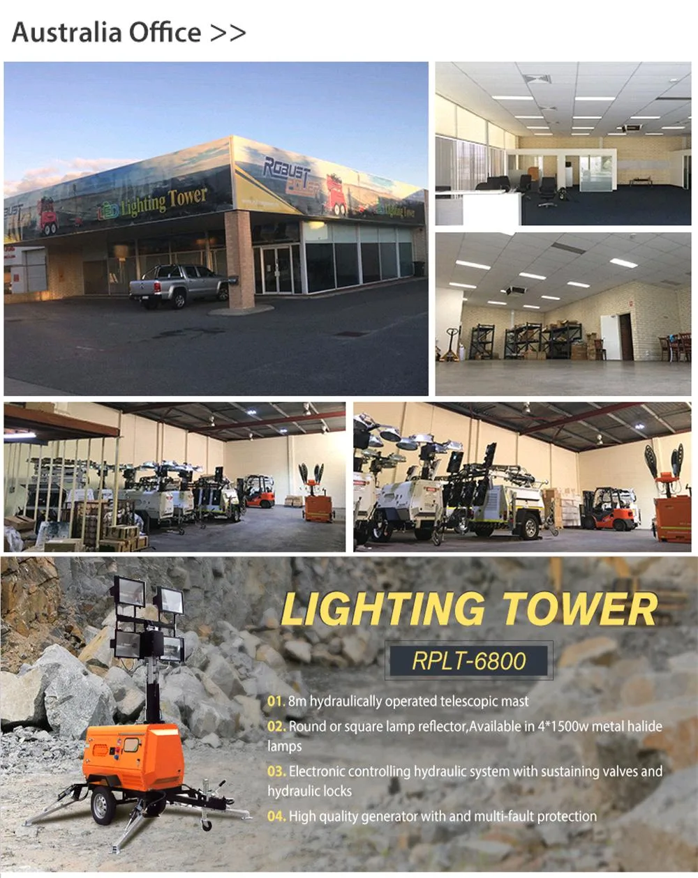 9m 4kw SAA Aproved Hydraulic LED Panel Light Tower