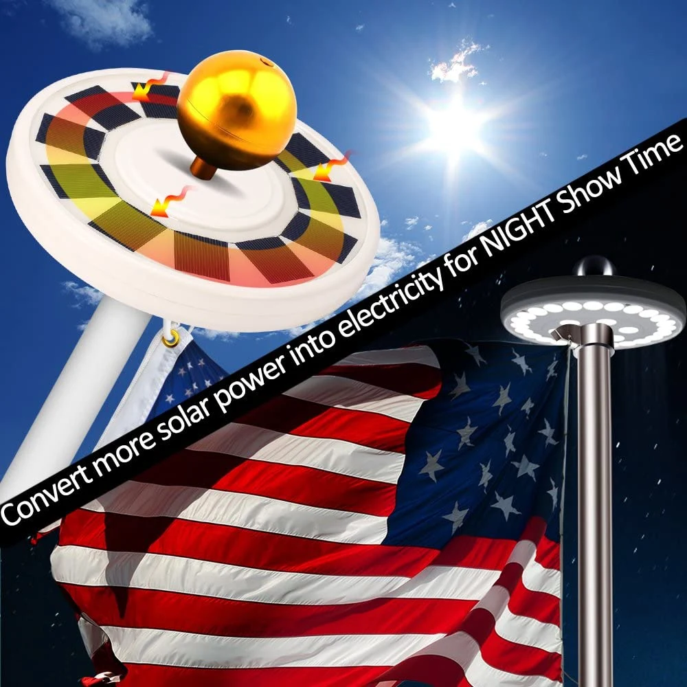 Solar Powered Night Light Flag Pole Downlight Lighting Night Light