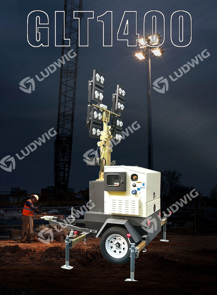 Simple 4X1000W Metal Halide Trolley Light Tower