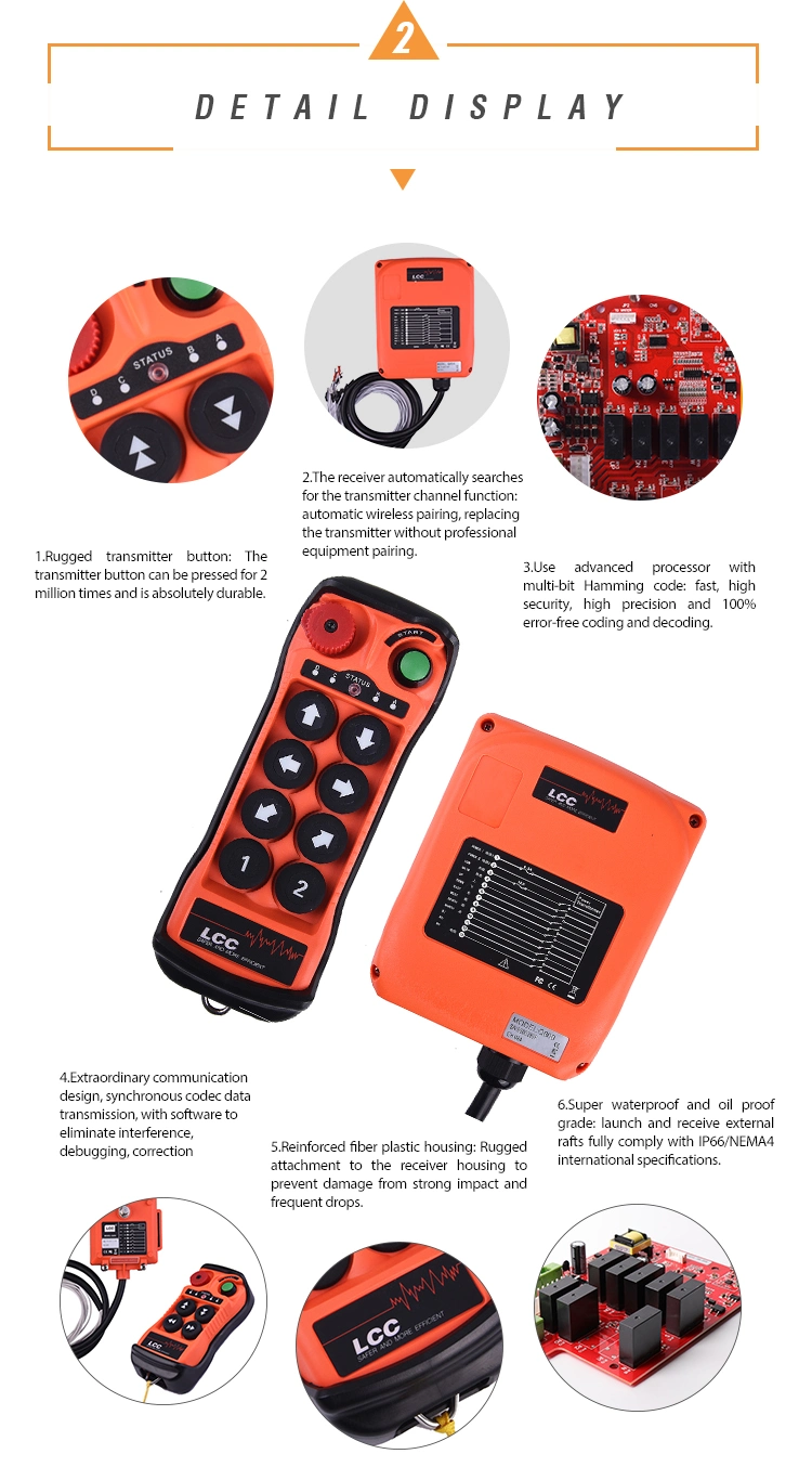 Q800 Lcc Manufacturers One Transmitter One Receiver Radio Wireless Remote Controls for Tower Cranes
