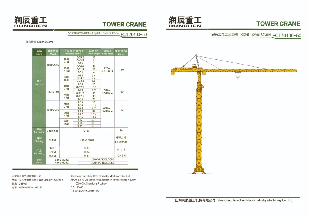 50 Ton Large Topkit Tower Crane for Power Station Engineering