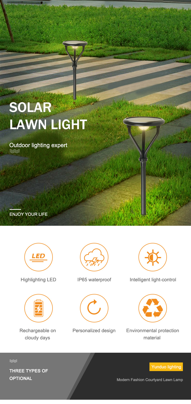 Solar LED Lawn Lights 5W Lawn Flood Lights 160lm/W Solar Grass Lights