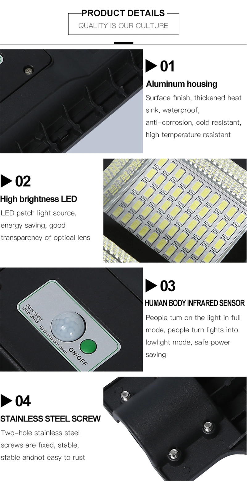 60W 120W 180W LED Light Waterproof IP66 LED Lamp Solar LED Light Lamp
