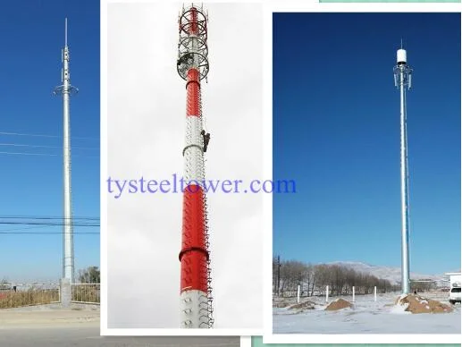 Galvanized Communication Lighting Tower Single Tube Street Pole