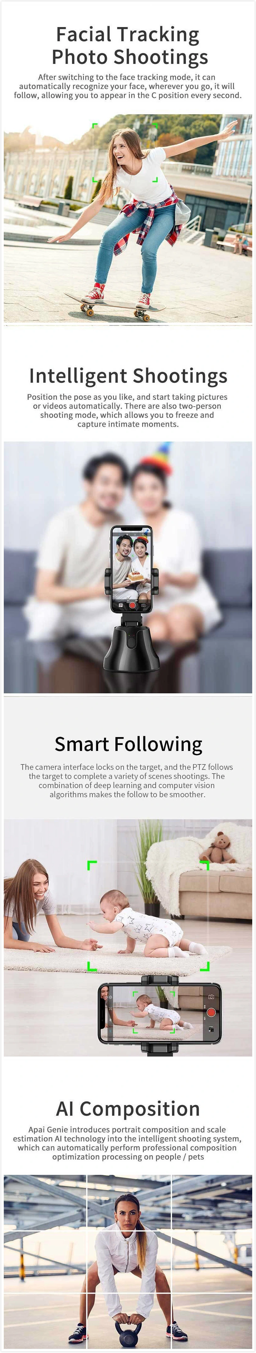 Apai Genie 360 Rotation Selfie Auto Tracking Camera Mount Smart Phone Holder Apai Genie