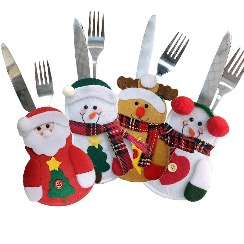 Cutlery Bag Silverware Holder Tableware Pockets Table Decorations Christmas Santa Hats Knife Fork Spoon Cover