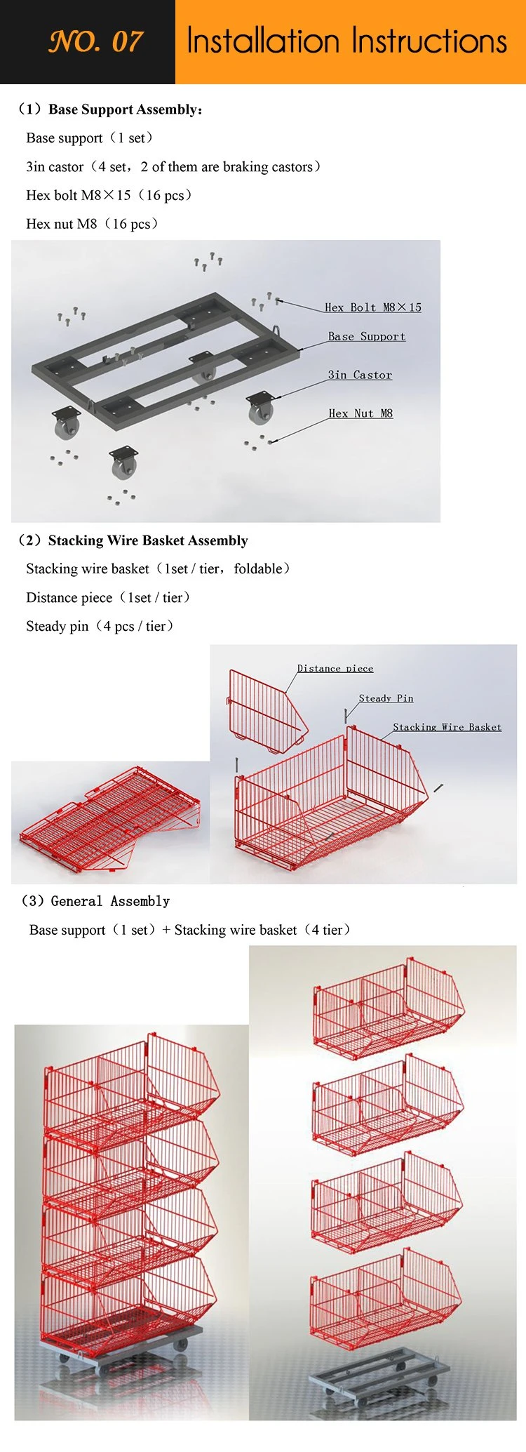Stacking Metal Wire Basket Rack/Basket Promotion Display Stand