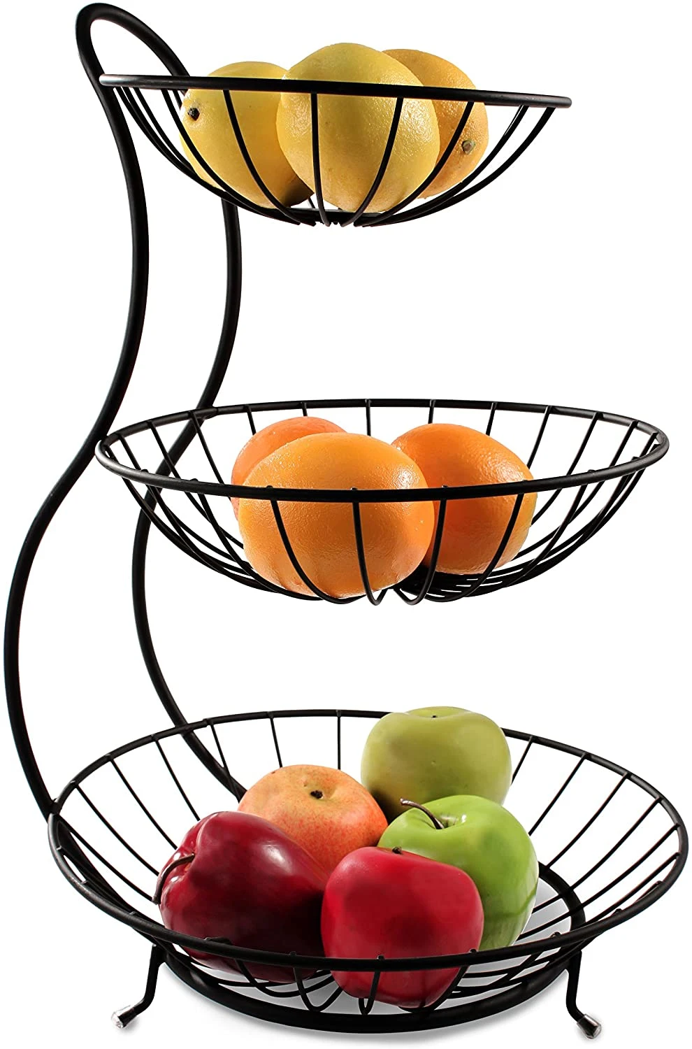 All in One Yumi Arched Server Stacked 3-Tier Bowls Dining Table Kitchen Counter Organizer Modern Fruit Basket Stand