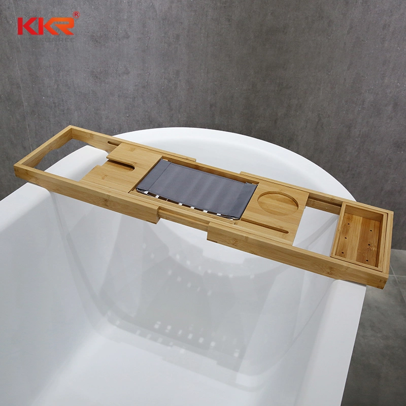 Bath Caddy Tray Bamboo Adjustable Organizer Tray for Bathroom with Free Soap Dish