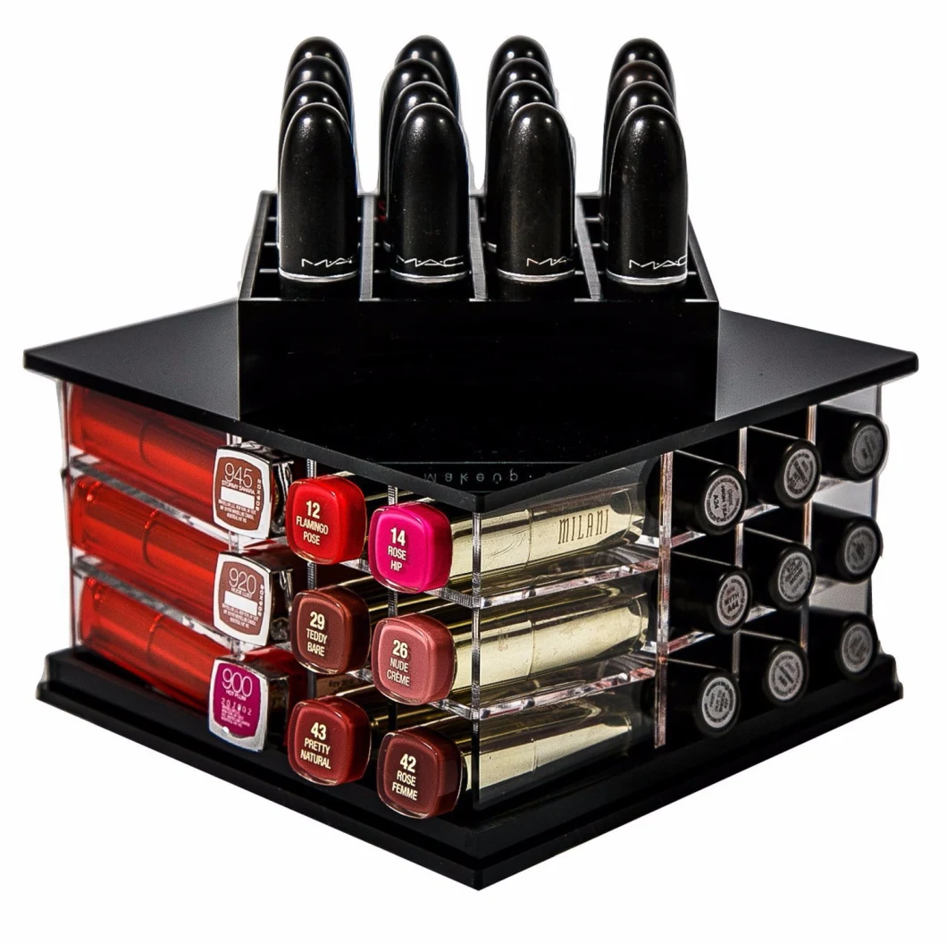 Spinning Lipstick Holder Acrylic Makeup Organizer 52 Clear Large Storage Slots