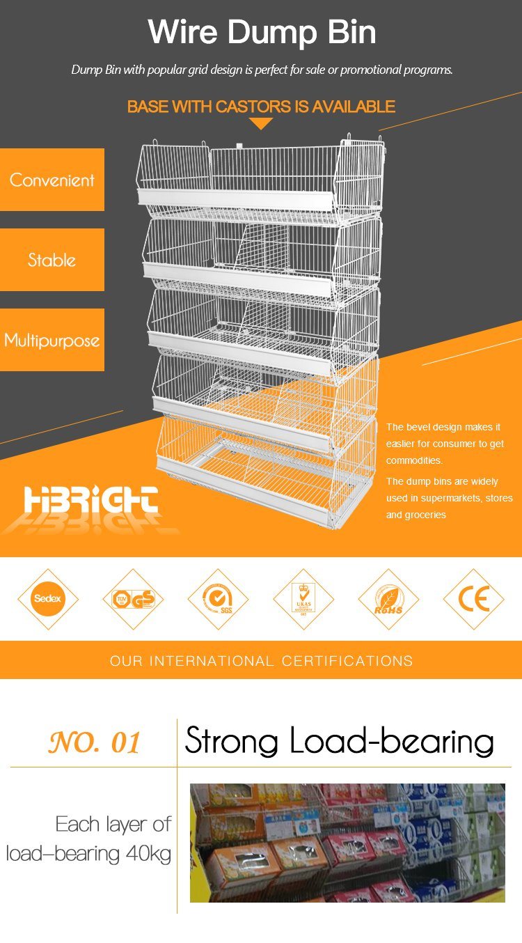 Collapsible Promotional Stacking Wire Basket for Supermarket