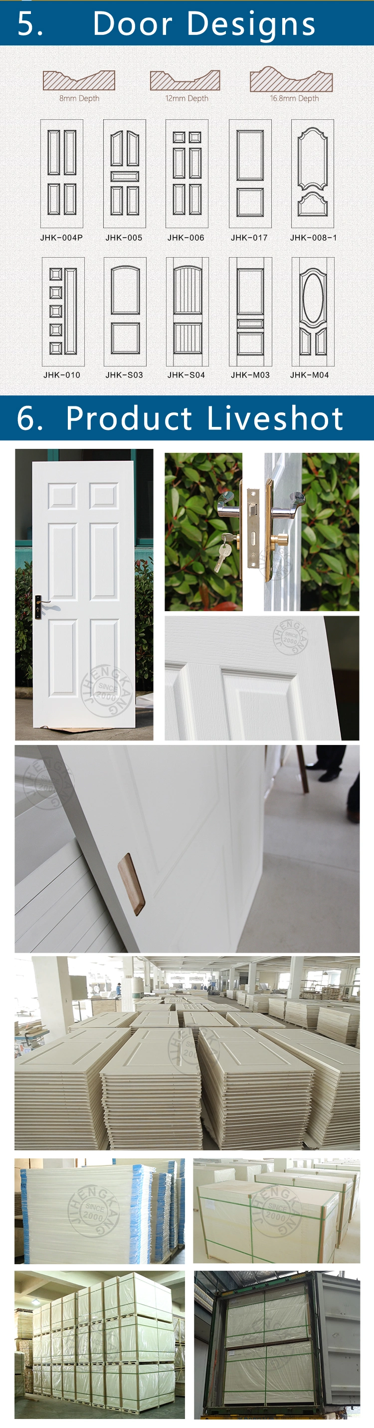 Jhk-004 New Design Rustic Wood Wood Grain White Primer Door