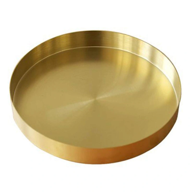 Small Round Gold Decorative Metal Storage Organizer Tray