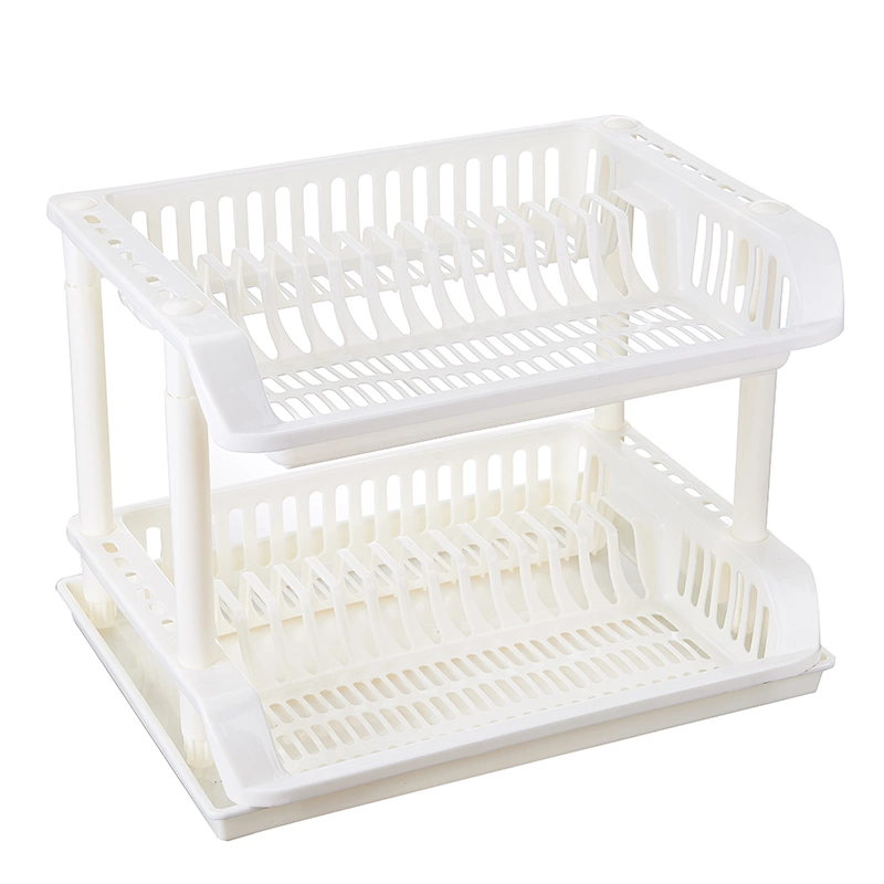 Kitchen Organizer 2-Layer Plastic Dish Rack Multi-Function Dish Storage Rack