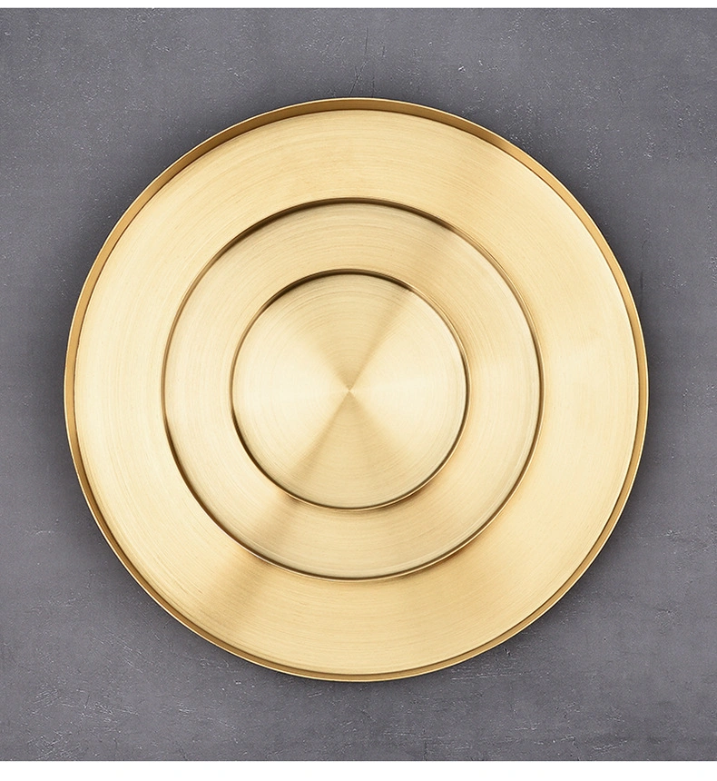 Small Round Gold Decorative Metal Storage Organizer Tray