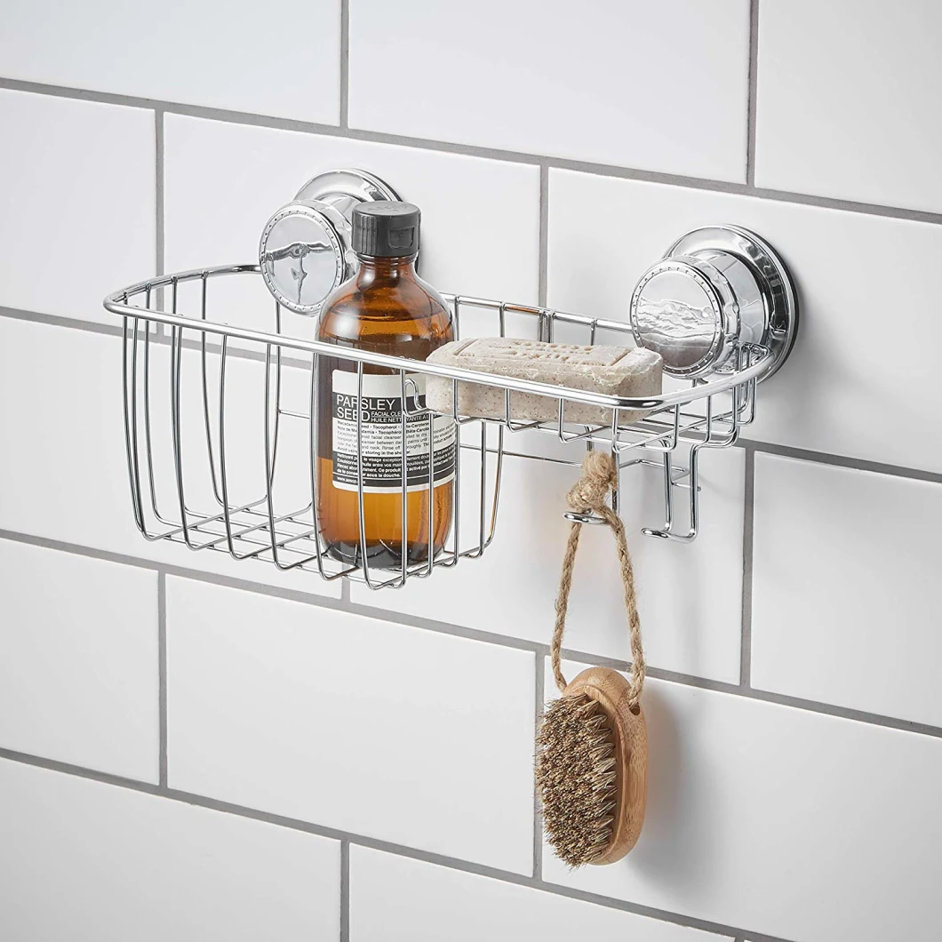 1- Tier Bathroom Suction Cup Shampoo Shelf-Organizer Holder-Shower Rack