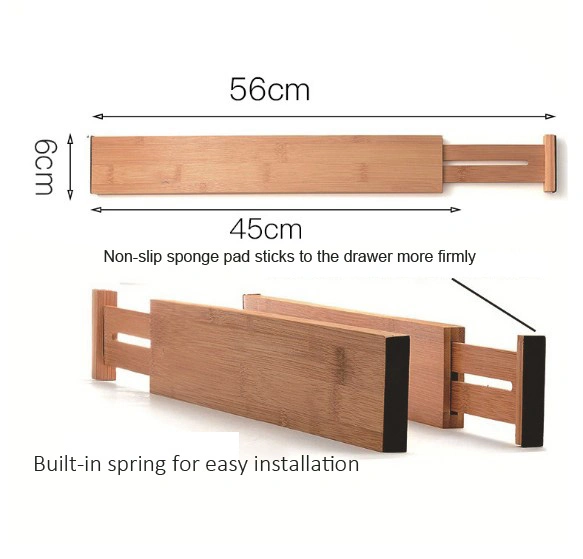 4 Pack Adjustable Organizers Bamboo Wooden Drawer Divider