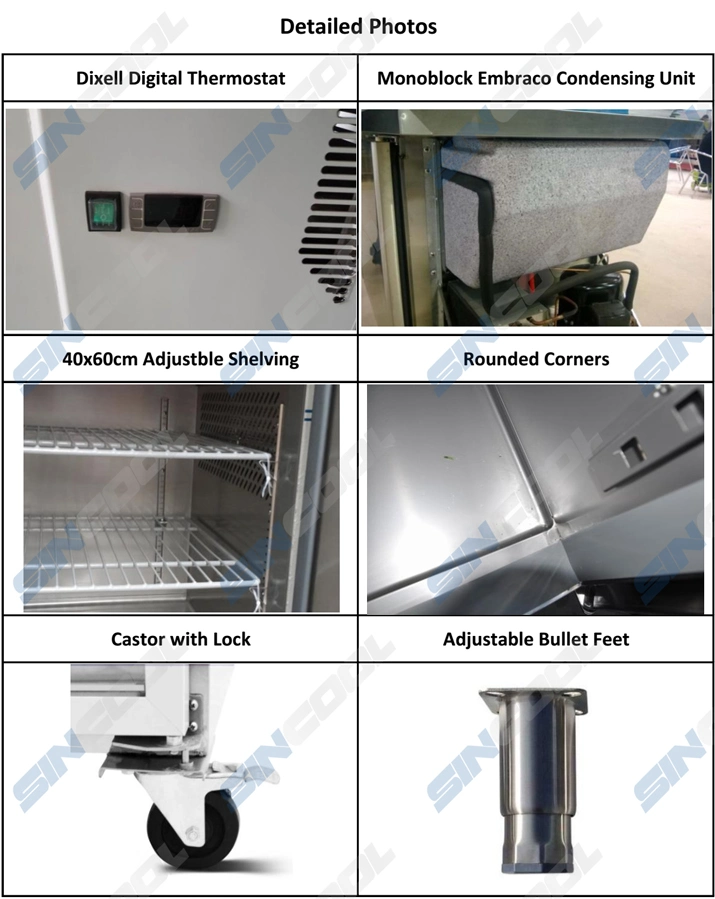 Stainless Steel Undercounter Freezer Fridge with Adjustable Wire Shelf