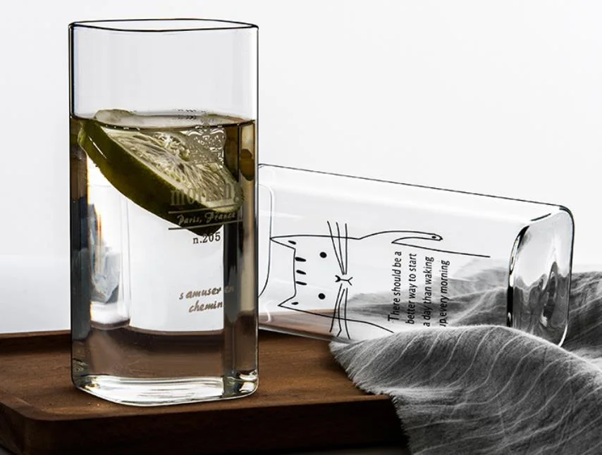 Square Glass Cup/Breakfast Milk Mug/Shot Glass/Wine Set/Glass Beverage Cup/Shot Glass/Wine Set/Glass Beverage Cup
