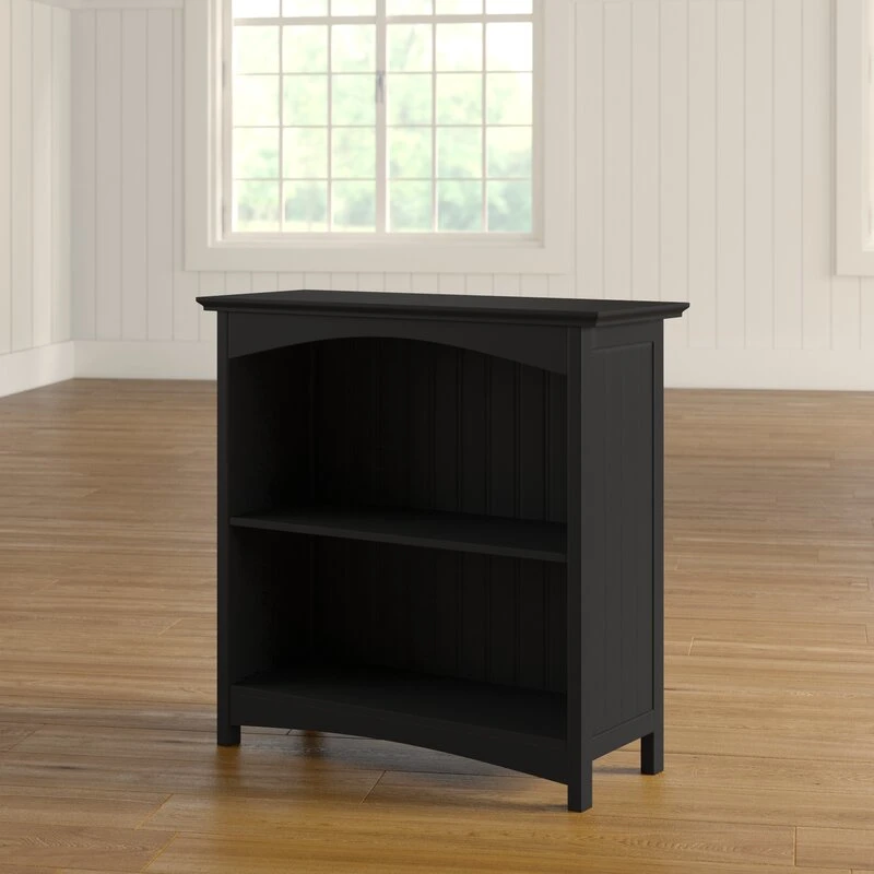 Home Furniture Black Finish 2-Tier Modern Standard Bookcase Shelf for Living Room