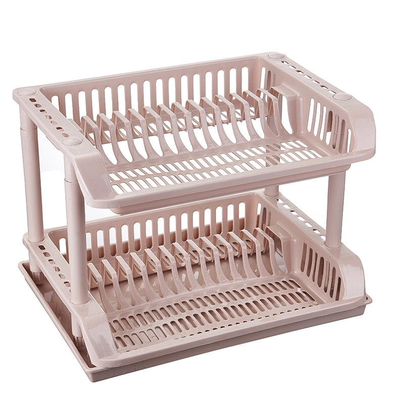 Kitchen Organizer 2-Layer Plastic Dish Rack Multi-Function Dish Storage Rack