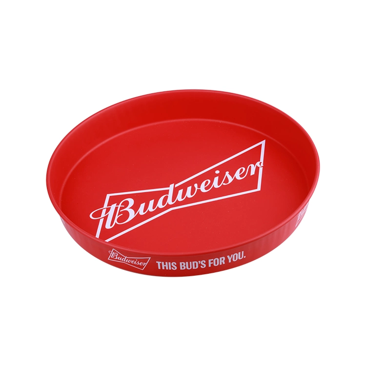Wholesale Metal Custom Storage Tray Beer Round Tray with Anti-Slip Rubber Finish