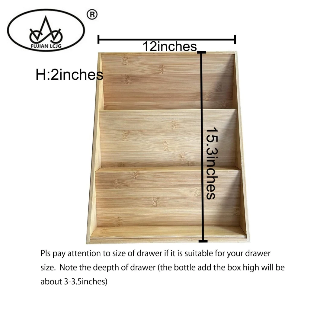Drawer Kitchen Cabinet Spice 18 Bottle Holder Tray Bamboo Spice Rack for Storage Organizer
