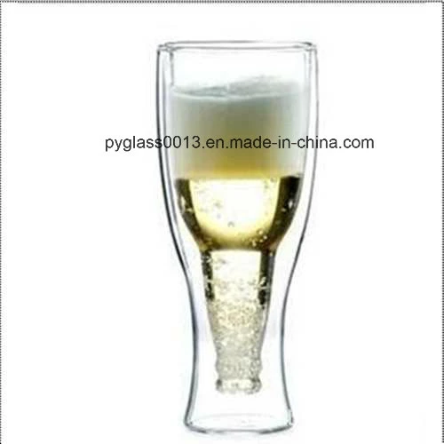 Borosilicate Clear Glass Double Wall Beer Wine Glass Mug