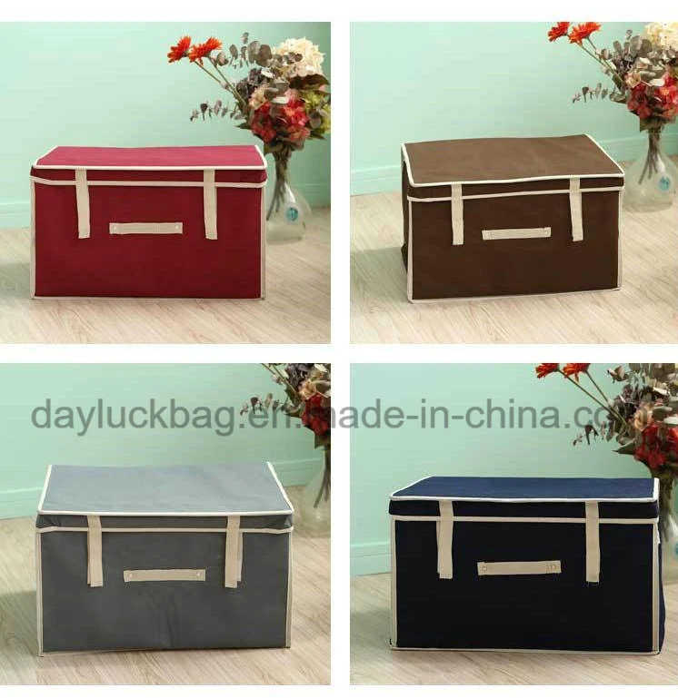 Foldable Non Woven Cardboard Custom Organizer Red Storage Basket Box with Lid