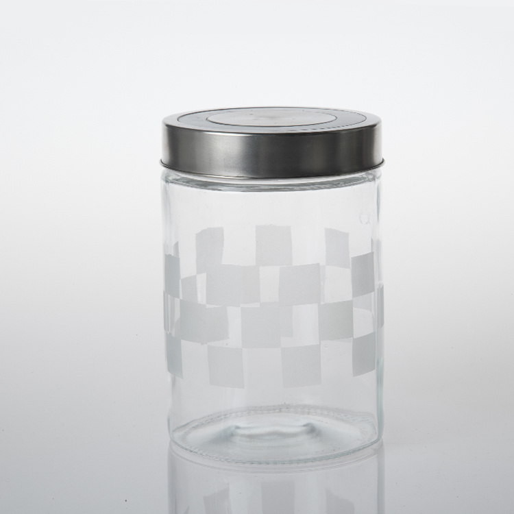 New Selling Transparent Kitchen Glass Preserving Storage Jar Clear Glass Food Containers with Metal Lid