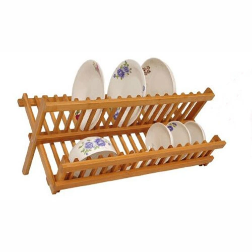 Collapsible Compact Dish Drying Rack Bamboo Dish Drainer