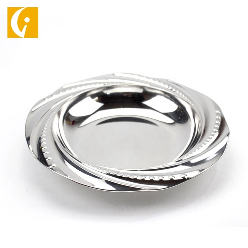 35cm Stainless Steel Dish or Round Food Dish Plate Soup Basin