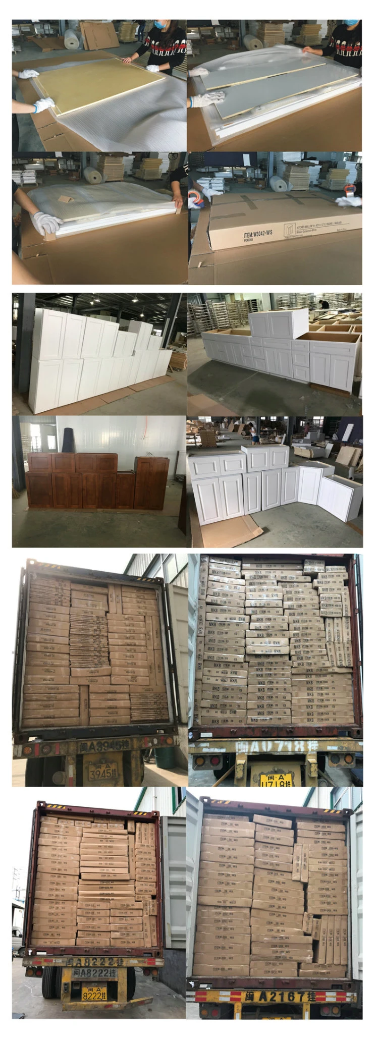 Chinese Factory Make White Shaker Wooden American Kitchen Pantry Cabinet