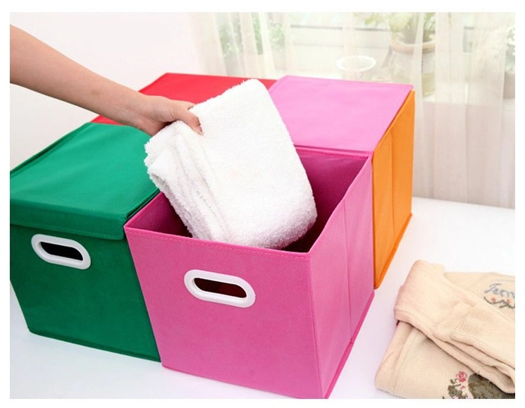 Large Fabric Colorful Collapsible Organizer Storage Bin for Books Clothes Toys