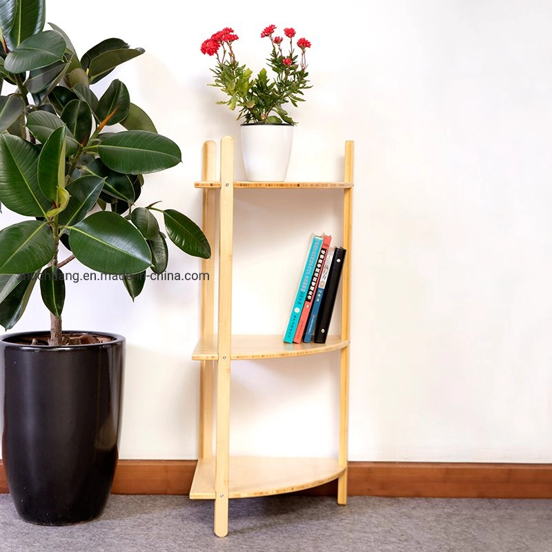Modern Multifunctional Free Standing 3 Tier Bamboo Storage Corner Shelf Garden Flower Plant Holder Shelves 2021