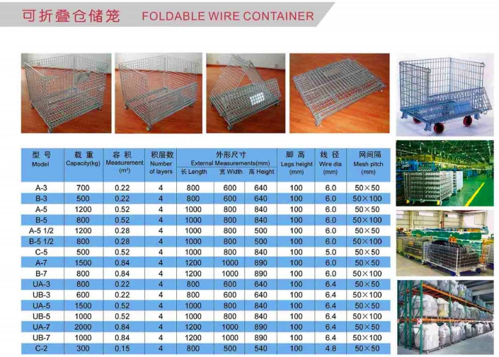 Material Handling Foldable Lockable Wire Mesh Warehouse Metal Stacking Welding Storage Cage with Wheels