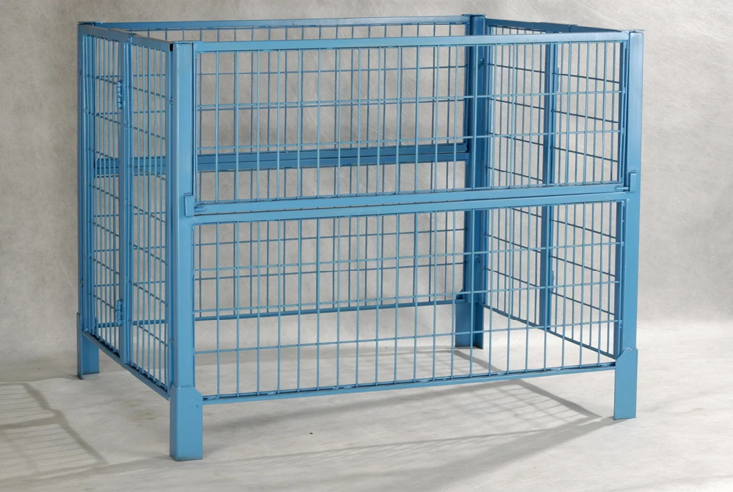 Collapsible Heavy Duty Transport Stacking Steel Box Metal Container Storage Wire Mesh Cage
