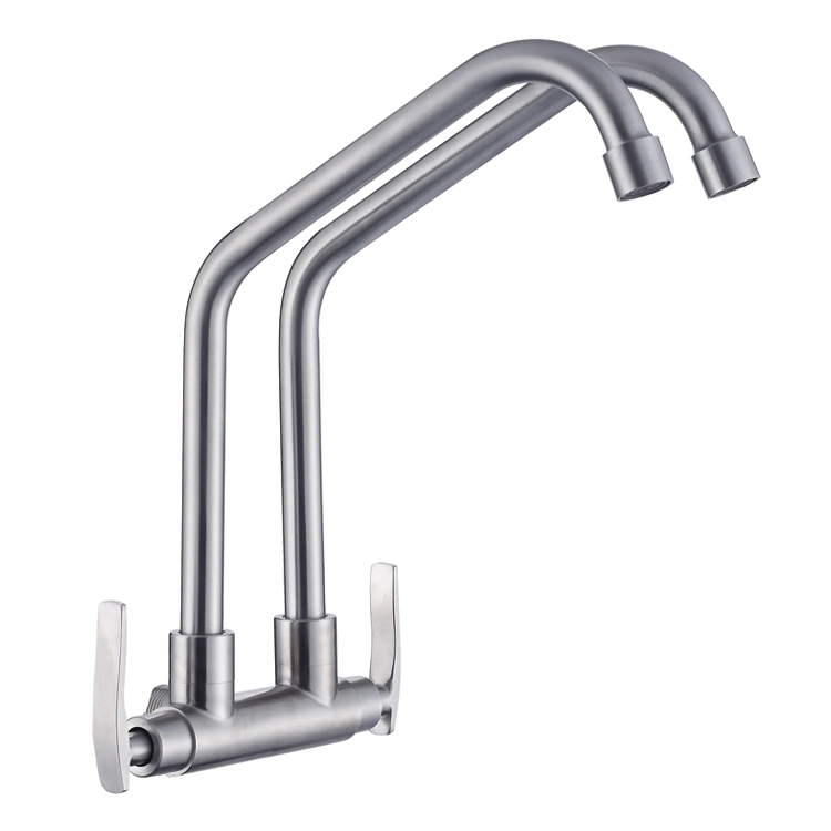 High Arc Kitchen Faucets Brushed Nickel Double Lever Kitchen Faucet Stainless Steel Kitchen Sink Faucet