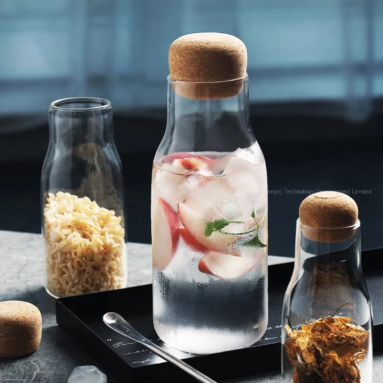 Kitchen Storage Wood Lid Glass Jar Food Storage Container Glass Bottle