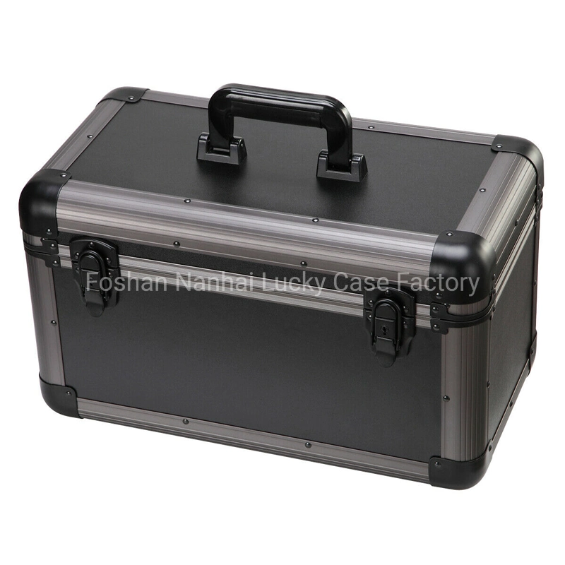 Black Large Capacity Car Tool Organizer Storage Aluminum Case with Adjustable Dividers